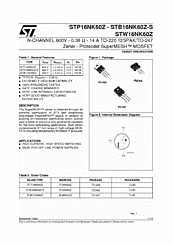 DataSheet STW16NK60Z pdf